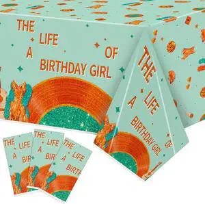 Singer Music Plastic Tablecloth - 3PCS The Life of A Birthday Girl Table Cover Green Orange Print Plastic Disposable Rectangle Table Cover for Girls Birthday Party Supply (51.2 x 86.6 Inch) Singer Music Plastic Tablecloth - 3PCS The Life of A Birthday Girl Table Cover Green Orange Print Plastic Disposable Rectangle Table Cover for Girls Birthday Party Supply (51.2 x 86.6 Inch)