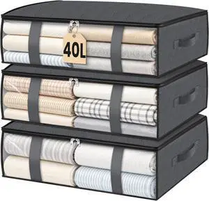 StorageRight Under Bed Storage Bags, 3 Pack, 40L, Gray StorageRight Under Bed Storage Bags, 3 Pack, 40L, Gray