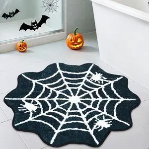 NOVWANG Round Halloween Spider Web Bath Mat, Non Slip Spiderman Rug NOVWANG Round Halloween Spider Web Bath Mat, Non Slip Spiderman Rug