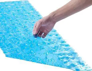Webos Bath Shower Mat Non Slip: Extra Large Pebble Bathtub mat for Families, Anti Slip Shower Matt with Drain Holes Suction Cups Tub Mat - 16 X 40 Inch Clear Blue Webos Bath Shower Mat Non Slip: Extra Large Pebble Bathtub mat for Families, Anti Slip Shower Matt with Drain Holes Suction Cups Tub Mat - 16 X 40 Inch Clear Blue