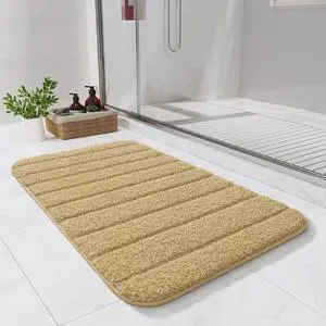 LOCHAS Bathroom Rugs, 24" x 17" Bath Mat Non Slip Washable, Beige LOCHAS Bathroom Rugs, 24" x 17" Bath Mat Non Slip Washable, Beige
