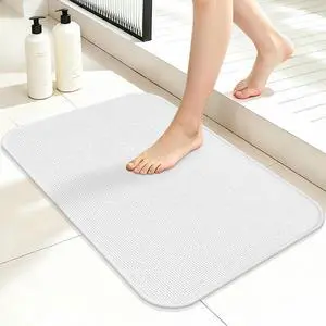 Bathroom Rug Non Slip Bath Mat 24" x 16", White Bathroom Rug Non Slip Bath Mat 24" x 16", White