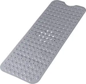 Large Non Slip Bathtub Mat, Extra Long Bath Mat for Tub, 40 x 16 Inch, Machine Washable Shower Mats with Suction Cups and Drain Holes, Bath Tub Mats for Bathroom Non Slip, Grey Large Non Slip Bathtub Mat, Extra Long Bath Mat for Tub, 40 x 16 Inch, Machine Washable Shower Mats with Suction Cups and Drain Holes, Bath Tub Mats for Bathroom Non Slip, Grey