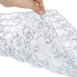 Extra Long Pebble Bath Tub Shower Mat 34.2 x 15.7, Bathmat Non-Slip with Suction Cups, Machine Washable, Bathroom Mats, Smooth/Non-Textured Surface Only (34.2" x 15.7", Clear) Extra Long Pebble Bath Tub Shower Mat 34.2 x 15.7, Bathmat Non-Slip with Suction Cups, Machine Washable, Bathroom Mats, Smooth/Non-Textured Surface Only (34.2" x 15.7", Clear)