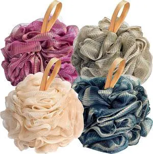 Fishent Loofah Bath Sponge Shower Loofahs, 4 Pack 50g Soft Loofa Exfoliating Body Scrubber Mesh Shower Puff Pouf Ball Luffa for Men and Women(50g/pcs) Fishent Loofah Bath Sponge Shower Loofahs, 4 Pack 50g Soft Loofa Exfoliating Body Scrubber Mesh Shower Puff Pouf Ball Luffa for Men and Women(50g/pcs)