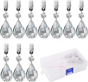 Swpeet Marquise Tablecloth Weights with 10Pcs Metal Clip Kit, Crystal Glass Teardrop Prisms Pendant for Outdoor Picnic Tables Swpeet Marquise Tablecloth Weights with 10Pcs Metal Clip Kit, Crystal Glass Teardrop Prisms Pendant for Outdoor Picnic Tables