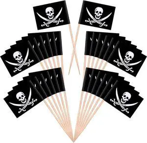 YGAOHF 110 Pieces Pirate Flag Toothpicks - Cute Pirate Party Decorations, Small Halloween Pirate Cupcake Toppers for Food, Appetizer, Cocktail, Fun Halloween Party Decorations YGAOHF 110 Pieces Pirate Flag Toothpicks - Cute Pirate Party Decorations, Small Halloween Pirate Cupcake Toppers for Food, Appetizer, Cocktail, Fun Halloween Party Decorations