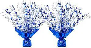 2 Pack Blue Silver Star Spray Centerpiece, Wedding Party 2 Pack Blue Silver Star Spray Centerpiece, Wedding Party