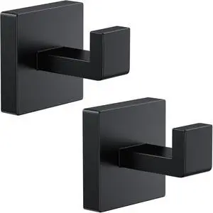 Kruodop 2 PCS Towel Hooks for Bathroom, Wall Mount Towel Holder, Black Matte Wall Robe Hook,Square Stainless Steel Door Hanger Towel Hook for Kitchen, Bedroom,Hotel,Pool,Coats Kruodop 2 PCS Towel Hooks for Bathroom, Wall Mount Towel Holder, Black Matte Wall Robe Hook,Square Stainless Steel Door Hanger Towel Hook for Kitchen, Bedroom,Hotel,Pool,Coats