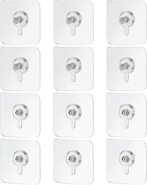 12 Pieces Adhesive Wall Mount Screw Hooks Non-Trace No Drilling Stickers Screw Hanging Nails for Bathroom Kitchen Shower Room (Nail Size 8mm) 12 Pieces Adhesive Wall Mount Screw Hooks Non-Trace No Drilling Stickers Screw Hanging Nails for Bathroom Kitchen Shower Room (Nail Size 8mm)