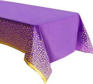 2 Pack Premium Purple and Gold Plastic Tablecloths Thick, Durable, Reusable Table Covers (54 x 108 in) Stylish Party Decor for Birthday, Rapunzel, Tangled, Purple Birthday Decorations 2 Pack Premium Purple and Gold Plastic Tablecloths Thick, Durable, Reusable Table Covers (54 x 108 in) Stylish Party Decor for Birthday, Rapunzel, Tangled, Purple Birthday Decorations