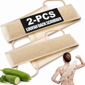 2 Pack Egyptian Loofah Back Scrubber for Shower, Natural Luffa Sponge with Handles, Exfoliating Shower Back Scrubber for Women and Men, Long Body Scrubber for Bathing 2 Pack Egyptian Loofah Back Scrubber for Shower, Natural Luffa Sponge with Handles, Exfoliating Shower Back Scrubber for Women and Men, Long Body Scrubber for Bathing