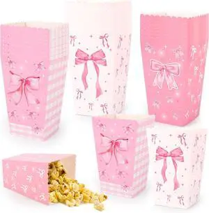 YLOLUL 24Pcs Pink Bow Large Popcorn Boxes Pink White Bows Popcorn Bags Bows Theme Favor Bags Treat Candy Boxes for Girls Birthday Baby Shower Bridal Shower Party Supplies,3 Styles YLOLUL 24Pcs Pink Bow Large Popcorn Boxes Pink White Bows Popcorn Bags Bows Theme Favor Bags Treat Candy Boxes for Girls Birthday Baby Shower Bridal Shower Party Supplies,3 Styles