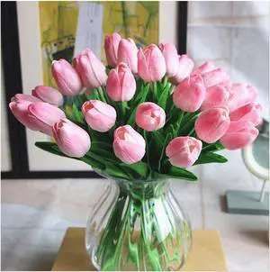 Artificial Tulips 10Pcs Real Touch PU Tulip Fake Flowers Pink Artificial Tulips 10Pcs Real Touch PU Tulip Fake Flowers Pink