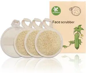 Natural Loofah Face Scrubber (4Pack),Exfoliating Facial Scrub Pads Made from Organic Luffa for Women and Men Natural Loofah Face Scrubber (4Pack),Exfoliating Facial Scrub Pads Made from Organic Luffa for Women and Men