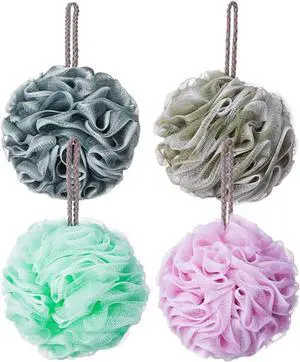 Loofah Bath Sponge Luffa Loofa Body Scrubber Soft Mesh Pouf Wash Puff Shower Puff Shower Ball Exfoliating Shower Sponge Pack of 4 (60g/pcs) Loofah Bath Sponge Luffa Loofa Body Scrubber Soft Mesh Pouf Wash Puff Shower Puff Shower Ball Exfoliating Shower Sponge Pack of 4 (60g/pcs)