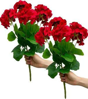 18'' Artificial Geraniums Realistic Silk Flowers for Outdoor 18'' Artificial Geraniums Realistic Silk Flowers for Outdoor