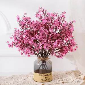 5 Pcs Fake Flowers, Real Touch Babys Breath Artificial Flowers, Pink 5 Pcs Fake Flowers, Real Touch Babys Breath Artificial Flowers, Pink