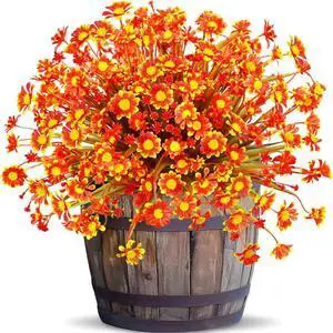8 Bundles Artificial Mums for Outdoors Fall Flowers UV Resistant Fall Decor 8 Bundles Artificial Mums for Outdoors Fall Flowers UV Resistant Fall Decor