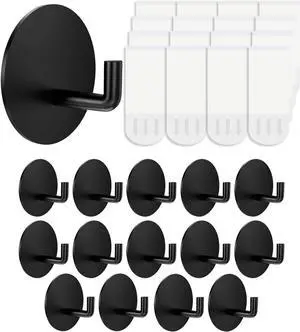 Removable Towel Hooks for Bathrooms, Heavy Duty Adhesive Hooks for Walls No Damage, Black Home Storage Hooks for Inside Shower, Sticky Hooks for Hanging Robe Coat Loofah Clothes Kitchen, 14Pcs Sus304 Removable Towel Hooks for Bathrooms, Heavy Duty Adhesive Hooks for Walls No Damage, Black Home Storage Hooks for Inside Shower, Sticky Hooks for Hanging Robe Coat Loofah Clothes Kitchen, 14Pcs Sus304