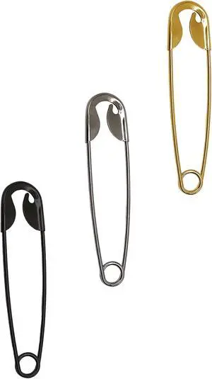3 Pack Safety Pin Hair Clips, Fashion Accessory for Women Black,Silver,Gold 3 Pack Safety Pin Hair Clips, Fashion Accessory for Women Black,Silver,Gold