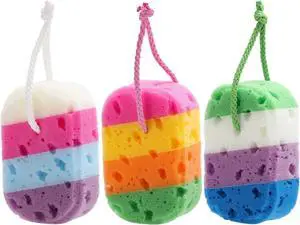 BTYMS 3 Pieces Exfoliating Bath Sponge Body Sponges Shower Loofah Soft Bathing Pouf Foam Lufa Body Scrubber BTYMS 3 Pieces Exfoliating Bath Sponge Body Sponges Shower Loofah Soft Bathing Pouf Foam Lufa Body Scrubber