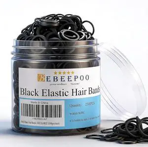 Mini Rubber Black Elastic Hair Ties Bands with a Box, BEBEEPOO 2500pcs Small Black Rubber Bands for Hair, Soft - No Damage - STRONG - REUSEABLE Mini Rubber Black Elastic Hair Ties Bands with a Box, BEBEEPOO 2500pcs Small Black Rubber Bands for Hair, Soft - No Damage - STRONG - REUSEABLE