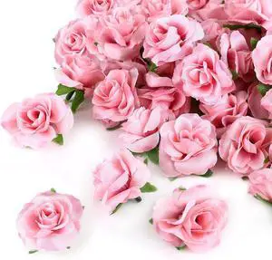 KESOTE 50pcs Pink Roses Artificial Flowers, 1.6" Small Silk Fake Roses Buds KESOTE 50pcs Pink Roses Artificial Flowers, 1.6" Small Silk Fake Roses Buds