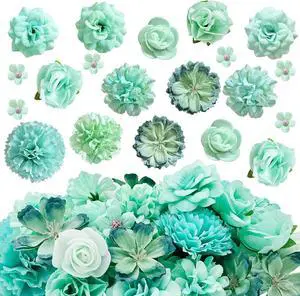 QUOZUO 70 pcs Mini Artificial Flowers Heads Mint Green Silk Peony Daisy Rose Bulk Mix Flower Heads Faux Rose for Crafts Graduation Wedding Baby Shower DIY Home Party Decoration QUOZUO 70 pcs Mini Artificial Flowers Heads Mint Green Silk Peony Daisy Rose Bulk Mix Flower Heads Faux Rose for Crafts Graduation Wedding Baby Shower DIY Home Party Decoration