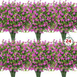 Roberly 24 Bundles Artificial Flowers for Outdoors Fake Plants, Fuchsia Roberly 24 Bundles Artificial Flowers for Outdoors Fake Plants, Fuchsia