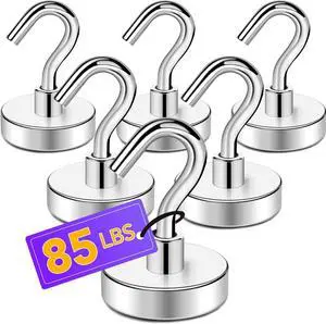 TRYMAG Magnetic Hooks for Cruise Cabins, 85LBS, 6 Pack, Silver TRYMAG Magnetic Hooks for Cruise Cabins, 85LBS, 6 Pack, Silver