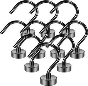 Grtard 10 Pack Black Magnetic Hooks, 25lbs Heavy Duty Magnet Hooks Grtard 10 Pack Black Magnetic Hooks, 25lbs Heavy Duty Magnet Hooks