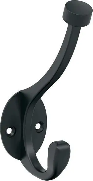 Amerock Adare Double Prong Matte Black Wall-Mounted Hook Amerock Adare Double Prong Matte Black Wall-Mounted Hook