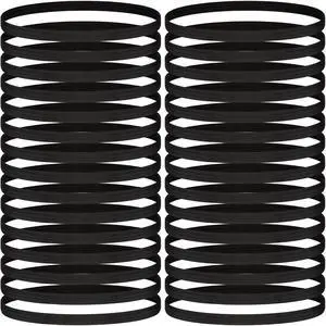 30 Pcs Thin Hair Elastic Headbands for Women Men, Black 30 Pcs Thin Hair Elastic Headbands for Women Men, Black