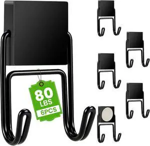 MIKEDE Magnetic Hooks 6Pcs 80lbs+ Magnet Hook Cruise Essentials Black MIKEDE Magnetic Hooks 6Pcs 80lbs+ Magnet Hook Cruise Essentials Black