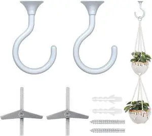 Heavy Duty Ceiling Hooks for Hanging Plants 2 Pack (White) Heavy Duty Ceiling Hooks for Hanging Plants 2 Pack (White)