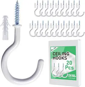 20 Pcs Ceiling Hooks for Hanging Plants 2.9" White Vinyl Coated 20 Pcs Ceiling Hooks for Hanging Plants 2.9" White Vinyl Coated