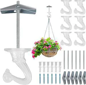 Ceiling Hooks for Hanging Plants - 6 Pack Heavy-Duty Metal Swag Hooks Ceiling Hooks for Hanging Plants - 6 Pack Heavy-Duty Metal Swag Hooks
