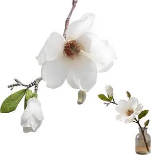 White Artificial Magnolia Silk Flower Artificial Flowers for Home, Wedding, Garden Decor, Single Stem for Vase, Table Arrangement White Artificial Magnolia Silk Flower Artificial Flowers for Home, Wedding, Garden Decor, Single Stem for Vase, Table Arrangement