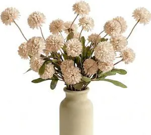 6pcs Beige Faux Silk Pompon Mum Artificial Flowers Small Mini Chrysanthemum Ball with Stems for Wedding DIY Bouquets Centerpieces Arrangements Home Vase Decorations 6pcs Beige Faux Silk Pompon Mum Artificial Flowers Small Mini Chrysanthemum Ball with Stems for Wedding DIY Bouquets Centerpieces Arrangements Home Vase Decorations