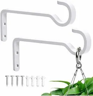 Plant Hooks for Wall,Plant Hangers Outdoor/Indoor, White, 6 Inch, 2 Pack Plant Hooks for Wall,Plant Hangers Outdoor/Indoor, White, 6 Inch, 2 Pack