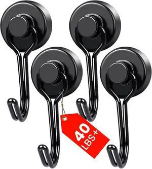 MIKEDE Magnetic Hooks 4 Pack 40Lbs Heavy Duty Neodymium Magnet Hook MIKEDE Magnetic Hooks 4 Pack 40Lbs Heavy Duty Neodymium Magnet Hook