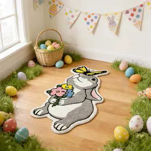 Cute Bunny Bath Mat Funny Rabbit Flower Bathroom Rugs Tufted Quick Dry Bath Mats for Bathroom Non Slip Bath Mat Water Absorbent Spring Easter Room Decor Carpet,1.8 x 3.3FT Cute Bunny Bath Mat Funny Rabbit Flower Bathroom Rugs Tufted Quick Dry Bath Mats for Bathroom Non Slip Bath Mat Water Absorbent Spring Easter Room Decor Carpet,1.8 x 3.3FT