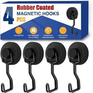Magnetic Hooks for Grill & Refrigerator, 4-Pack Heavy Duty Rubber Coated Rust Proof Hooks Strong Magnet for Hanging Grill Tools, Kitchen Utensils, Towels, Outdoor Camping BBQ Accessories (Black) Magnetic Hooks for Grill & Refrigerator, 4-Pack Heavy Duty Rubber Coated Rust Proof Hooks Strong Magnet for Hanging Grill Tools, Kitchen Utensils, Towels, Outdoor Camping BBQ Accessories (Black)