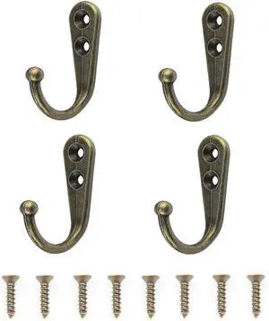 4 Pcs Wall Mounted Hooks for Bedroom,Bathroom,Kitchen,and Cabinet Hangers (with 8 Screws)-Bronze 4 Pcs Wall Mounted Hooks for Bedroom,Bathroom,Kitchen,and Cabinet Hangers (with 8 Screws)-Bronze