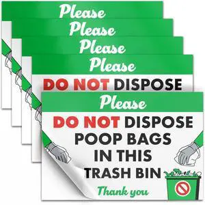 Please Do Not Dispose Poop Bags in Trash Bin Stickers, 4x6 Vinyl, 5 Pack Please Do Not Dispose Poop Bags in Trash Bin Stickers, 4x6 Vinyl, 5 Pack