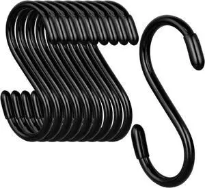 3 Inch Vinyl Coated S Hook,S Hooks for Hanging Plants ,10 Pack Non Slip Heavy Duty S Hooks ,Small Rubber Coated Steel Metal Black Closet S Hook for Hanging Jeans Plants Jewelry Pot Pan Cups Towels 3 Inch Vinyl Coated S Hook,S Hooks for Hanging Plants ,10 Pack Non Slip Heavy Duty S Hooks ,Small Rubber Coated Steel Metal Black Closet S Hook for Hanging Jeans Plants Jewelry Pot Pan Cups Towels