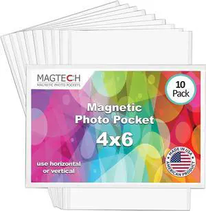 Magtech Magnetic Pocket Picture Frame, White, Holds 4 x 6 Inches Photos, 10, Made in the USA Pack (14610) Magtech Magnetic Pocket Picture Frame, White, Holds 4 x 6 Inches Photos, 10, Made in the USA Pack (14610)