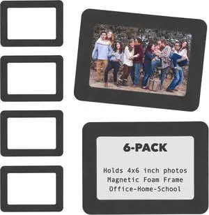 Iconikal 6-Pack Magnetic Photo Frames, Black, 4 x 6-Inch Encompases and Holds Picture to Refrigerator Iconikal 6-Pack Magnetic Photo Frames, Black, 4 x 6-Inch Encompases and Holds Picture to Refrigerator