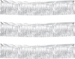 Silver Streamers Table Skirt Tinsel 3 Packs 36 Feet Metallic Foil Fringe Garland Wall Ceiling Hanging Fringe Banners Backdrop for Wedding Birthday Party Decoration Halloween Christmas New Year Silver Streamers Table Skirt Tinsel 3 Packs 36 Feet Metallic Foil Fringe Garland Wall Ceiling Hanging Fringe Banners Backdrop for Wedding Birthday Party Decoration Halloween Christmas New Year